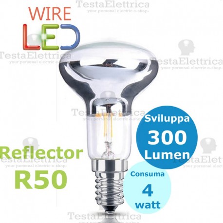 Lampada a wireled reflector r50 e14 4 watt dgk for Lampada led 50 watt