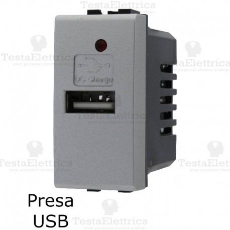 presa USB grigia compatibile con serie Living Light tech