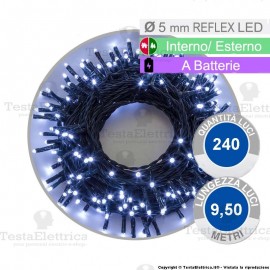 Serie da 240 reflex LED Bianco Freddo a batterie per interno ed esterno