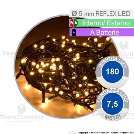 Catena 180 luci di natale a led Bianco Caldo a batterie
