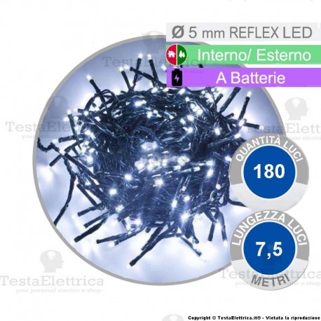 Catena 180 luci di natale a led Bianco Freddo a batterie