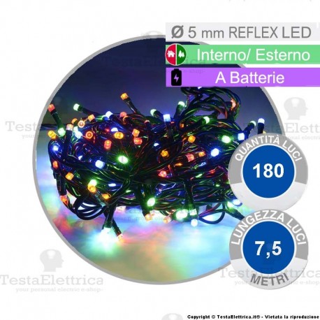 Catena 180 luci di natale a led Multicolore a batterie