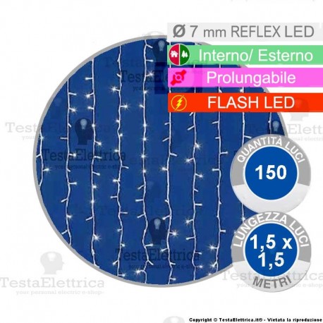 Tenda Luminosa a Led altezza 1,5 metri x 1,5 metri di lunghezza