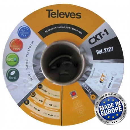 cavo tv DTT/SAT acciaio ramato 6,8 mm 100 Mt Televes