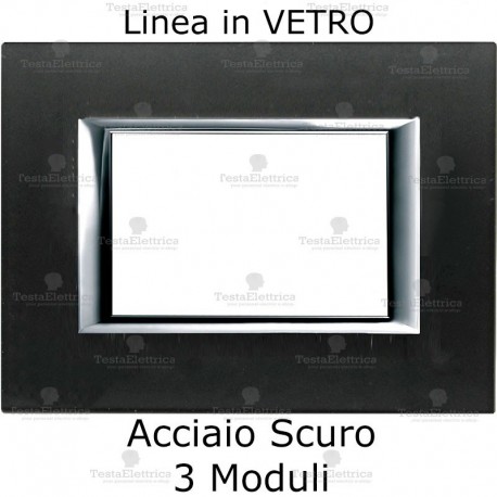 placca compatibile bticino matix in vetro acciao scuro