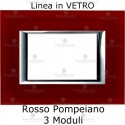 Placca Rosso Pompeiano 3,4 e 6 moduli in vetro compatibile con serie Bticino Matix