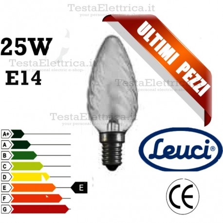 Lampada a incandescenza tortiglione 25W E14 Leuci