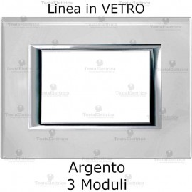 placchetta elettrica compatibili bticino living in vetro colore argento