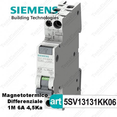 Interruttore Magnetotermico Differenziale 1M 16A 220V Siemens