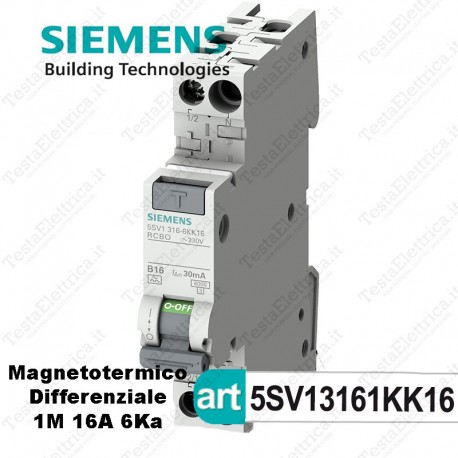 Magnetotermico Differenziale compatto 1 Modulo 16A 6ka Siemens