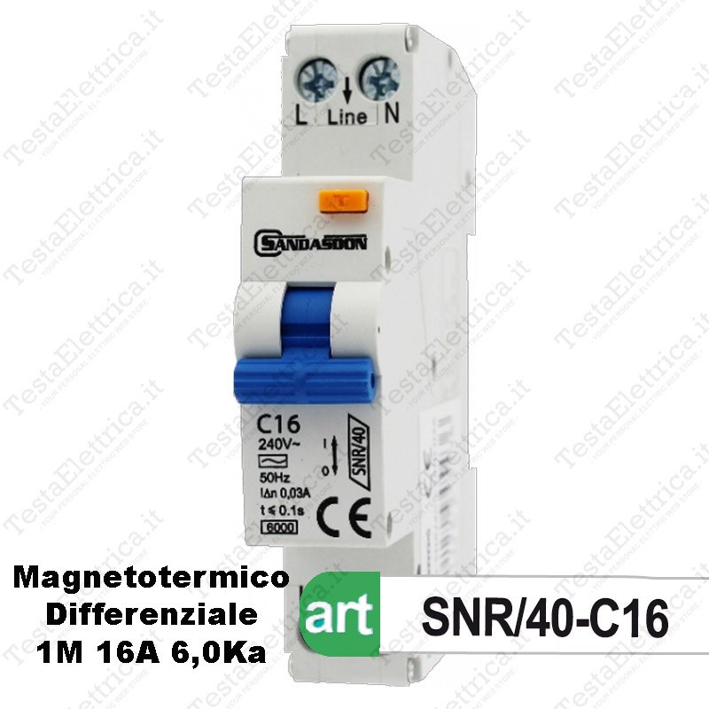 Interruttore Magnetotermico Differenziale 1M 16A 6ka