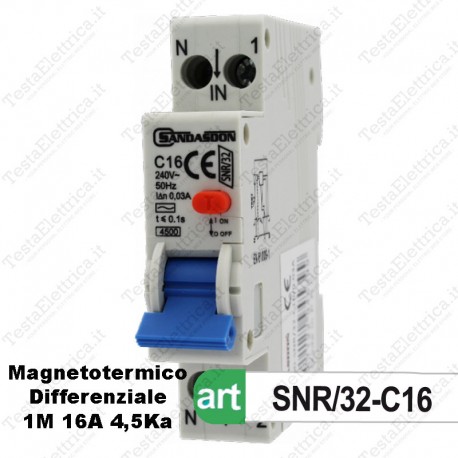Interruttore Magnetotermico Differenziale 1 Modulo c16 