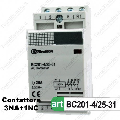 Contattore 3NO + 1NC 230V 25A Sandasdon