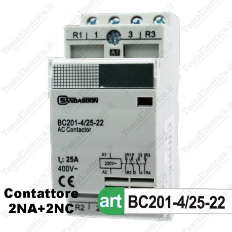 Contattore 2NO + 2NC 230V 25A Sandasdon