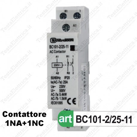 Contattore 1NO + 1NC 230V 25A 2P Sandasdon