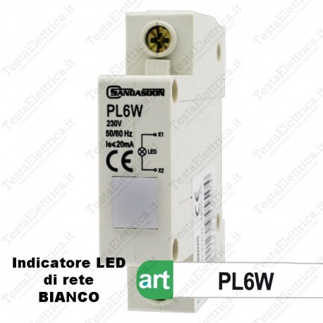 Indicatore LED Bianco di presenza di tensione di rete