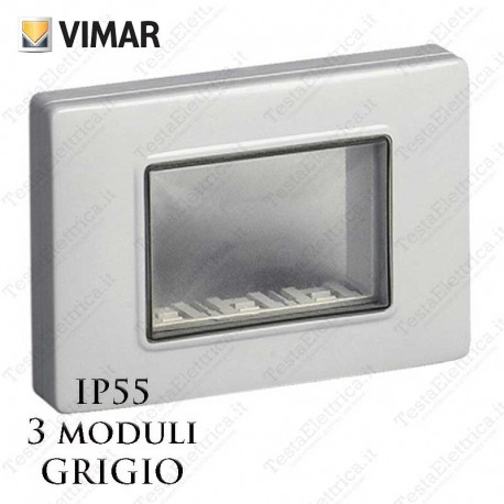Vimar 14943 Calotta ip55 Grigio 3 moduli Plana Arkè Eikon 