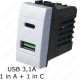 caricatore tipo C USB doppia compatibile con serie Living Light bianca