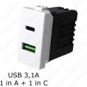 Presa usb Tipo A - C doppia compatibile con serie Bticino Matix
