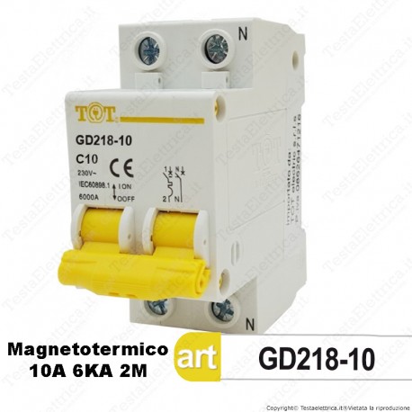 Interruttore Magnetotermico 2M 10A  220V Tot Electric