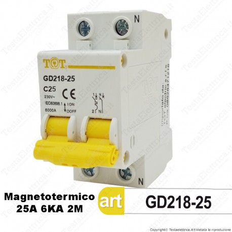 Interruttore Magnetotermico 2M 25A 220V Tot Electric