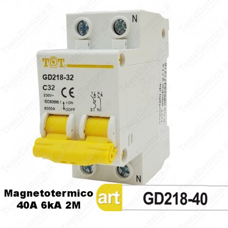 Interruttore Magnetotermico 2M 40A  220V Tot Electric