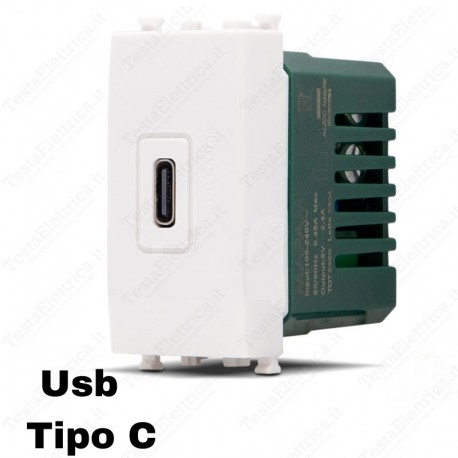 Presa USB tipo C compatibile vimar plana 
