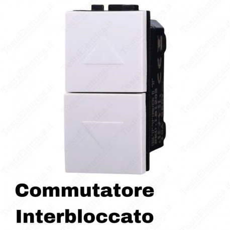 ETTROIT LB1204 Interruttore Doppio Interbloccato Saliscendi 10A Bianco Compatibile Con Bticino Living Light