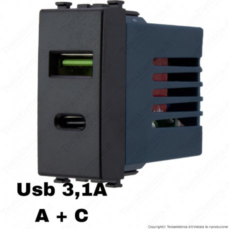 Presa USB A+C grigio antracite compatibile con serie Vimar® Arkè™