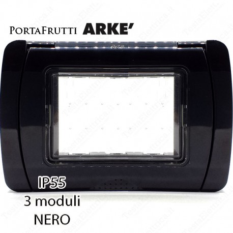 Calotta 3 posti IP55 nera compatibile con serie Vimar® Arkè™