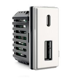 Presa doppia USB tipo A - C bianca compatibile Bticino Living NOW