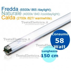 Tubo a neon 150 cm 58 watt cm T8 Standard Trifosforo Leuci o Philips
