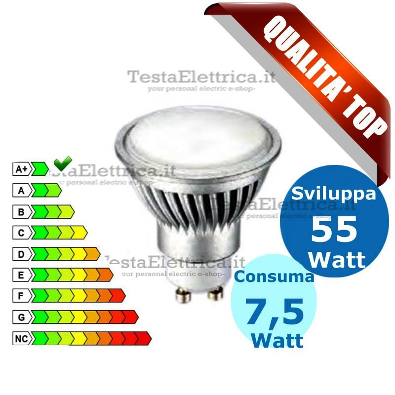 Lampada led gu10 220v 7 5 w lampo for Lampada led 50 watt