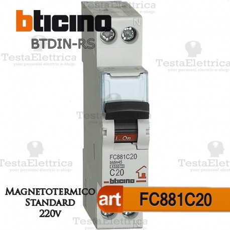 Interruttore magnetotermico C20A 220V Bticino