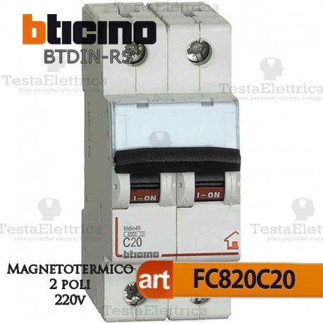 Interruttore magnetotermico 2P C20A 220V Bticino