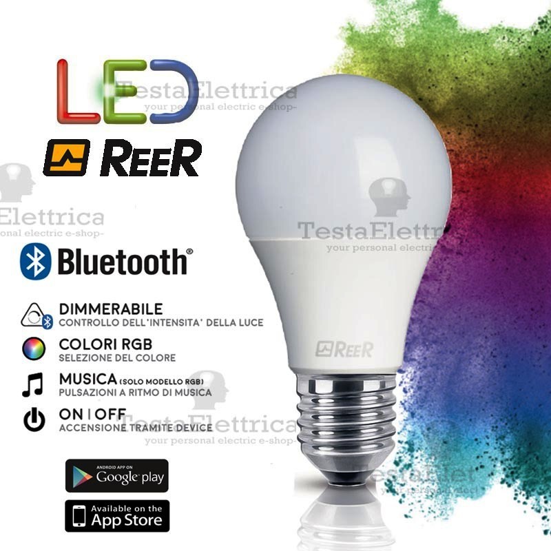 Lampadina a led Bluetooth RGB e27 6w Reer