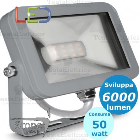 Faro a Led 50 watt Cornice Silver Stone
