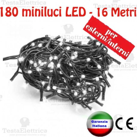 Serie da 180 minilucciole LED Bianco ghiaccio esterno/interno cavo 16 Mt RosaChristmas