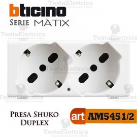 Presa Duplex Schuko 2P+T 10/16A Bticino Matix