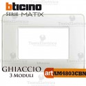 Placca 3 moduli Ghiaccio Bticino Màtix
