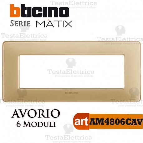 Placca 6 moduli Avorio Bticino Matix