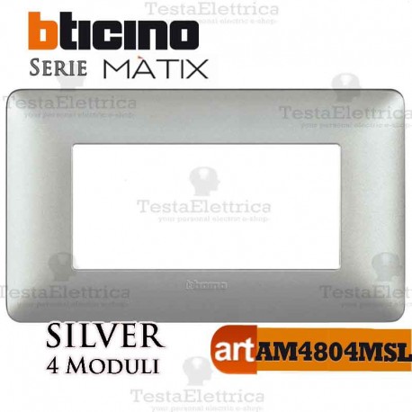 Placca 4 moduli Cromo Lucido Bticino Matix 