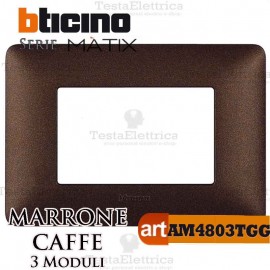 Placca 4 moduli marrone caffè Bticino Matix 