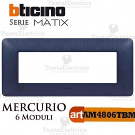 Placca 6 moduli blu mercurio Bticino Matix 