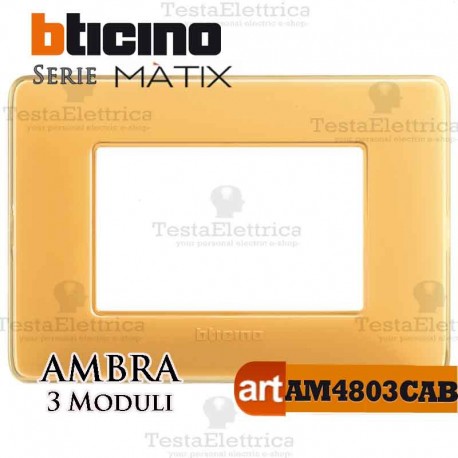 Placca 3 moduli ambraBticino Matix