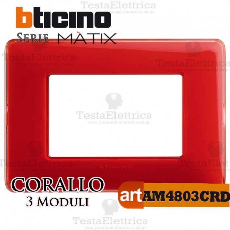 Placca 3 moduli corallo Bticino Matix