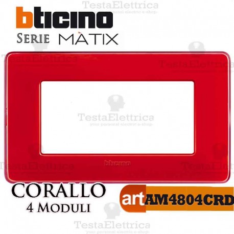 Placca 4 moduli corallo Bticino Matix 