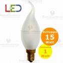 Lampada filo led colpo di vento smerigliata tutto vetro 1 Watt E14 
