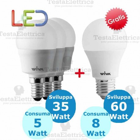 Promo 3 Pz. e14 5 watt + 1 Pz. e14 8w OMAGGIO