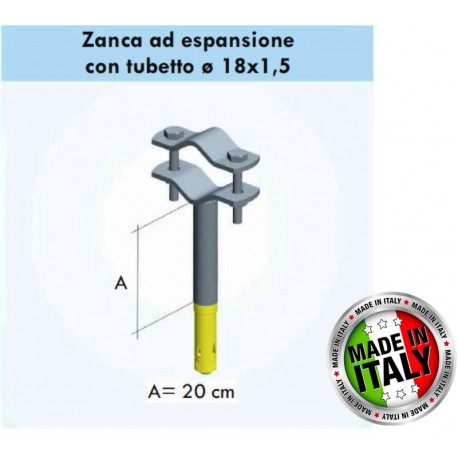 Zanca 20 cm per fissaggio pali a muro 